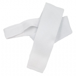 Λευκή πολύ στενή πλεκτή γραβάτα