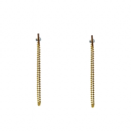 Μακριά χρυσαφί σκουλαρίκια με διπλές αλυσίδες και χρυσαφί ορθογώνιο κούμπωμα 