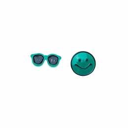 Πράσινο σετ vintage καρφίτσες Smile και γυαλάκια 