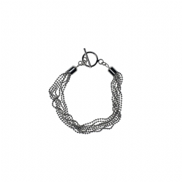 Ασημί βραχιόλι με επτά αλυσίδες από μπίλιες