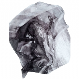 Γκρι και μαύρο ιταλικό φουλάρι Lady with violoncello