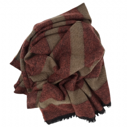 Rust and grey italian mixed wool stole - blanket with lurex