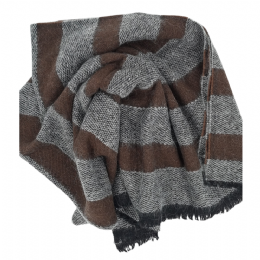 Brown and grey italian mixed wool stole - blanket with lurex