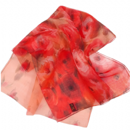Wide Italian scarf The Salmon Coral Roses