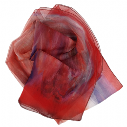 Passion red ιταλικό φουλάρι με κοραλί και μωβ brush effect