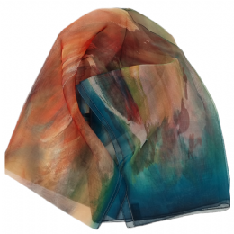 Πετρόλ, ταμπά και πράσινο ιταλικό φουλάρι brush effect