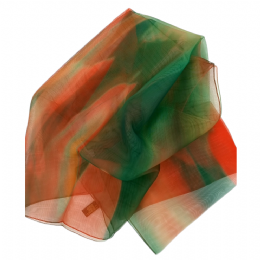 Πράσινο, κοραλί και ταμπά ιταλικό φουλάρι Flames