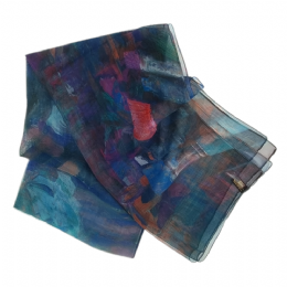 Μπλε, μωβ και ταμπά ιταλικό φουλάρι brush effect