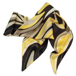 Διπλό Ιταλικό στενό φουλάρι κίτρινο, καφέ και μπεζ Linear Design