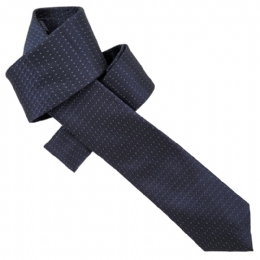 Μπλε σκούρο πολύ στενή γραβάτα με διαγώνιες ρίγες και λευκές βούλες