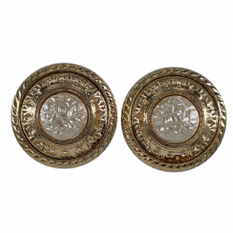 Χρυσαφί σκαλιστά vintage clip σκουλαρίκια με crashed πέρλες