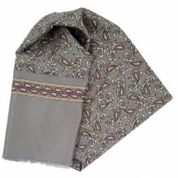 Γκρι ανδρικό Ιταλικό φουλάρι με μπορντό Λαχούρ σχέδια 