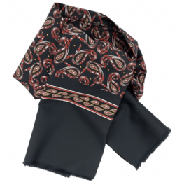 Μαύρο ανδρικό Ιταλικό φουλάρι με κόκκινα Λαχούρ σχέδια 