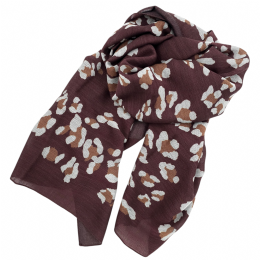 Ιταλικό φαρδύ μάλλινο φουλάρι Animal print σε μπορντό και chocolate καφέ αποχρώσεις