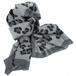 Ιταλικό φαρδύ μάλλινο φουλάρι Animal print σε ανοιχτές γκρι αποχρώσεις