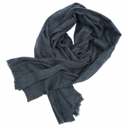 Ανθρακί unisex μονόχρωμο φαρδύ κασκόλ pashmina από Κασμίρ (cashmere)