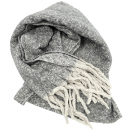 Γκρι ανοιχτό και εκρού unisex μακρύ κασκόλ από πολύ μαλακό ύφασμα