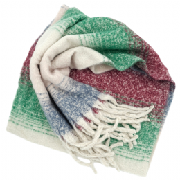 Πράσινο, μπορντό, γαλάζιο και εκρού unisex μακρύ κασκόλ από πολύ μαλακό ύφασμα