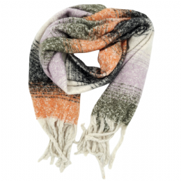 Λιλά, χακί, σομόν, μαύρο και εκρού unisex μακρύ κασκόλ από πολύ μαλακό ύφασμα