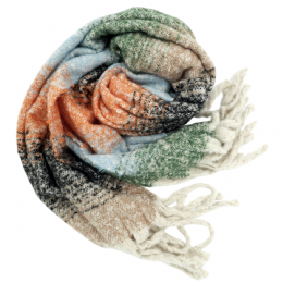 Μπεζ, μαύρο, πορτοκαλί, γαλάζιο και χακί unisex μακρύ κασκόλ από πολύ μαλακό ύφασμα