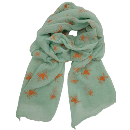 Βεραμάν φαρδύ φουλάρι με πορτοκαλί ανάγλυφες αραχνούλες 