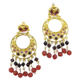 Glamorous σκουλαρίκια με κόκκινα και μπορντό strass Arabian nights