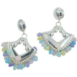 Clip vintage σκουλαρίκια με κρεμαστές παστέλ καρδούλες