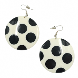 Μεγάλα cream plexiglass κυκλικά σκουλαρίκια με μαύρα dot print