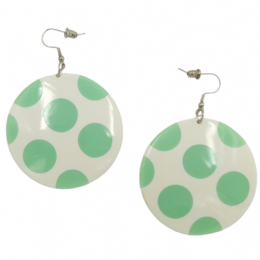 Μεγάλα cream plexiglass κυκλικά σκουλαρίκια με βεραμάν dot print