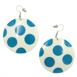 Μεγάλα cream plexiglass κυκλικά σκουλαρίκια με τιρκουάζ dot print