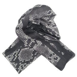 Μεταξωτό ανθρακί Ιταλικό φουλάρι με snake print