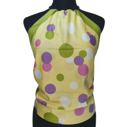 Κίτρινο lime Ιταλικό halter neck τοπ με ροζ, λιλά και λευκά πουά