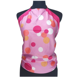 Ροζ Ιταλικό halter neck τοπ με φουξ, κοραλί και λευκά πουά