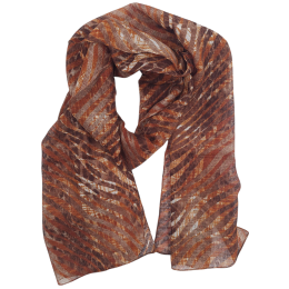 Καφέ και ταμπά Ιταλικό φουλάρι με κυματιστές ρίγες