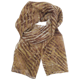 Καφέ και μπεζ Ιταλικό φουλάρι με κυματιστές ρίγες