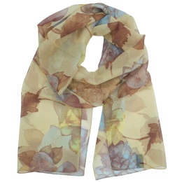 Κίτρινο lemon Ιταλικό φουλάρι με γαλάζια λουλούδια