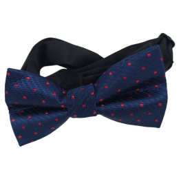 Μπλε ανάγλυφο παιδικό υφασμάτινο παπιγιόν με κόκκινα τετράγωνα