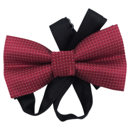 Μπορντό του κρασιού ανάγλυφο παιδικό υφασμάτινο παπιγιόν με λευκά dots