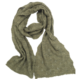 Χακί πλεκτό Ιταλικό φουλάρι από βαμβάκι με καρό πλέξη