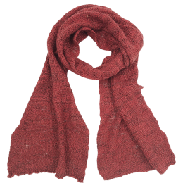 Terracotta πλεκτό Ιταλικό φουλάρι από βαμβάκι με καρό πλέξη