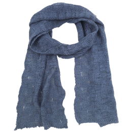 Μπλε jeans πλεκτό Ιταλικό φουλάρι από βαμβάκι με καρό πλέξη