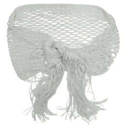 Λευκή ασημί οβάλ διχτυωτή εσάρπα με ασημί lurex και μακριά κρόσσια