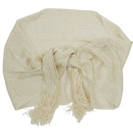 Εκρού διχτυωτή εσάρπα με ασημί lurex και μακριά κρόσσια