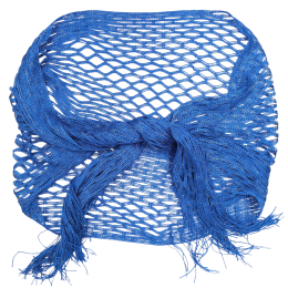 Royal μπλε οβάλ διχτυωτή εσάρπα με ασημί lurex και μακριά κρόσσια