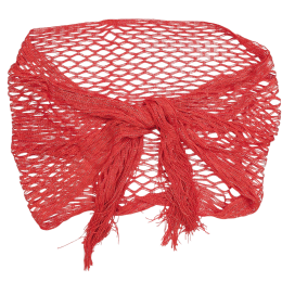 Κόκκινη της φωτιάς οβάλ διχτυωτή εσάρπα με ασημί lurex και μακριά κρόσσια