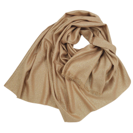Caramel μπεζ εσάρπα με χρυσαφί lurex από μαλακό ύφασμα