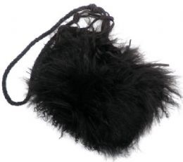 Καφέ δερμάτινη crossbody τσάντα με sheepskin γούνα