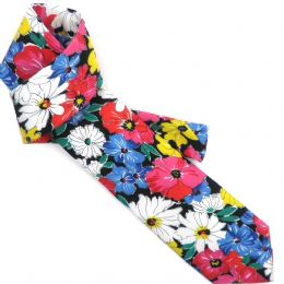 Συνθετική γραβάτα με πολύχρωμα λουλούδια