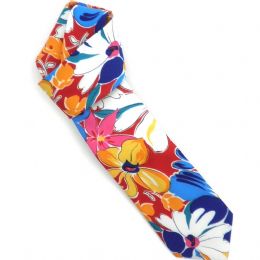 Πολύχρωμη συνθετική Ιταλική γραβάτα με λουλούδια