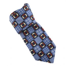 Ιταλική μεταξωτή γραβάτα με σωσίβια και καρό σχέδια